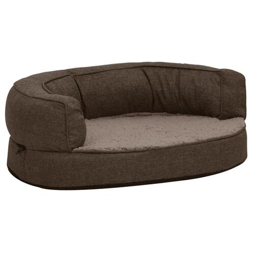 Ergonomisk hundeseng 60x42 cm hør-look fleece brun