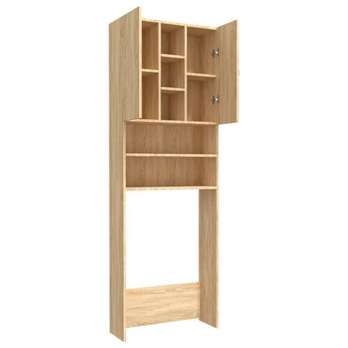 Badeværelsesskab til vaskemaskine 64x25,5x190 cm sonoma-eg
