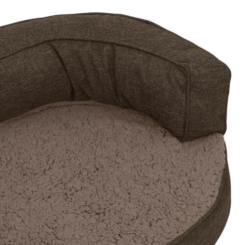 Ergonomisk hundeseng 60x42 cm hør-look fleece brun