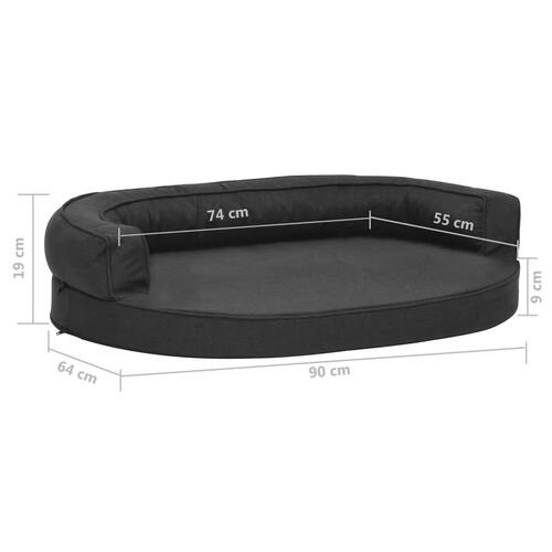 Ergonomisk hundeseng 90x64 cm hør-look sort
