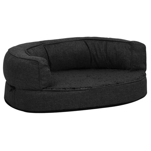 Ergonomisk hundeseng 60x42 cm hør-look fleece sort