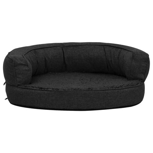 Ergonomisk hundeseng 60x42 cm hør-look fleece sort