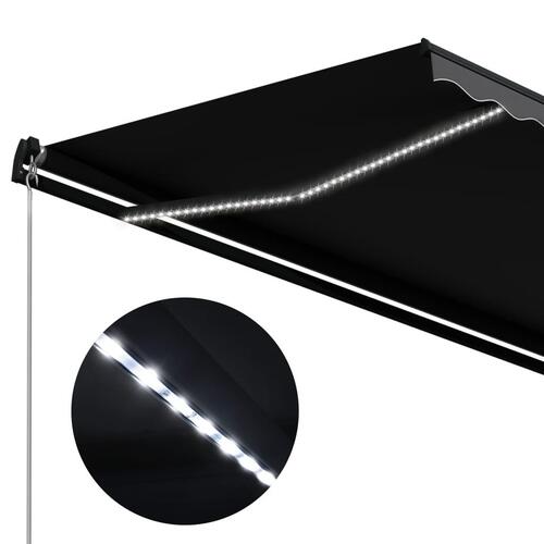 Markise m. LED-lys 300x250 cm manuel betjening antracitgrå