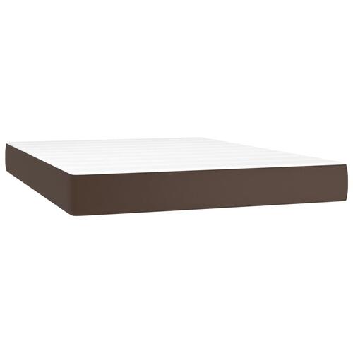 Springmadras med pocketfjedre 140x200x20 cm kunstlæder brun