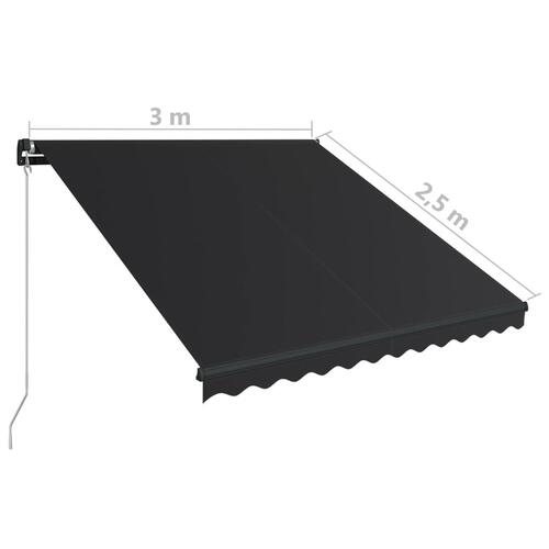 Markise m. LED-lys 300x250 cm manuel betjening antracitgrå