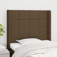 Sengegavl med kanter 93x16x118/128 cm stof mørkebrun
