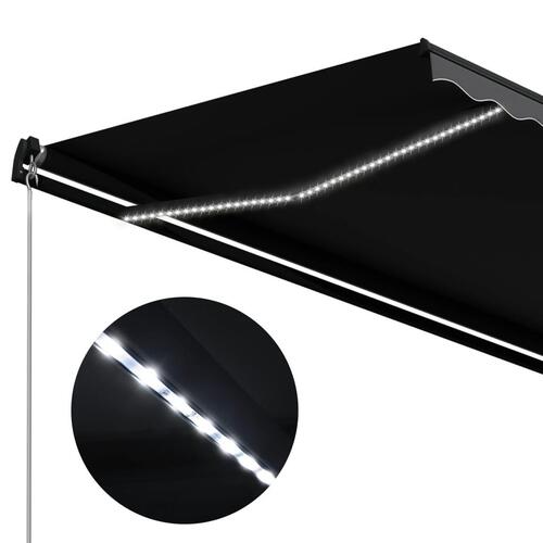 Markise m. LED-lys 350x250 cm manuel betjening antracitgrå