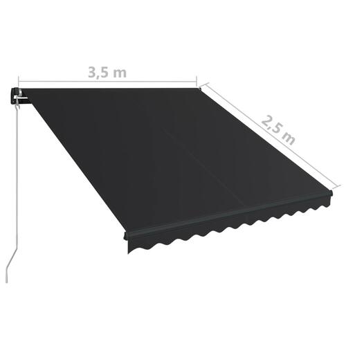 Markise m. LED-lys 350x250 cm manuel betjening antracitgrå