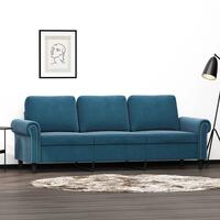 3-personers sofa 180 cm velour blå