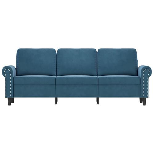3-personers sofa 180 cm velour blå