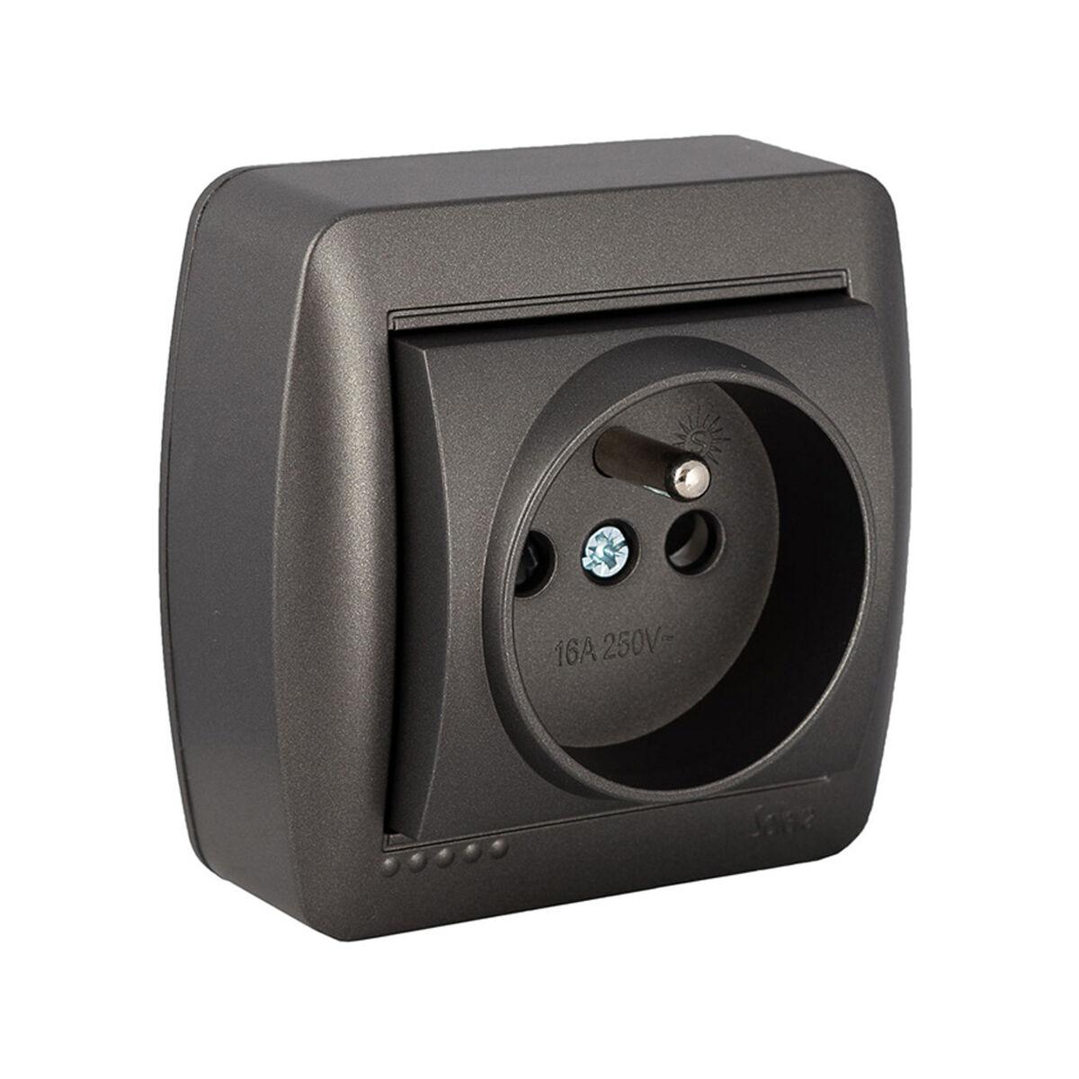 Solera Mural stikdåse 2P+T - grafit, 16 A / 250 V (fransk)