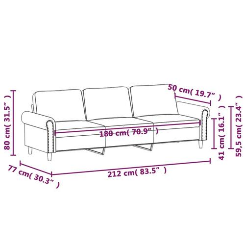 3-personers sofa 180 cm velour blå