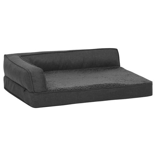 Ergonomisk hundeseng 60x42 cm hør-look fleece mørkegrå