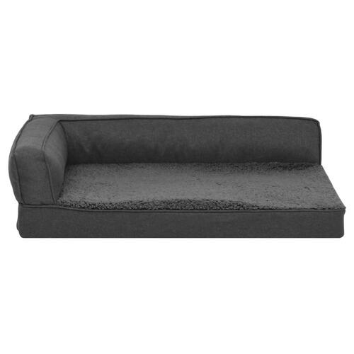 Ergonomisk hundeseng 60x42 cm hør-look fleece mørkegrå