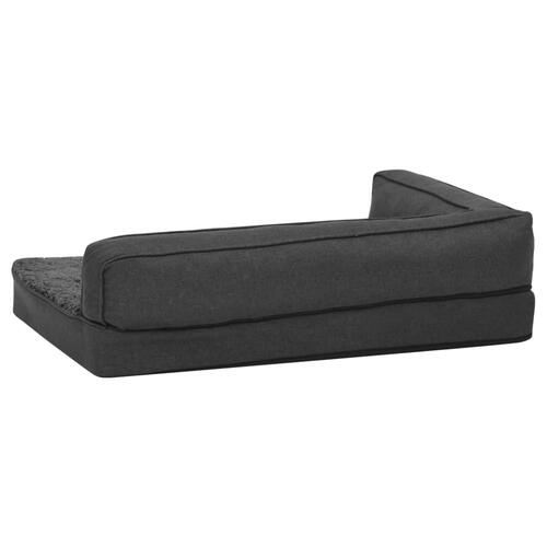 Ergonomisk hundeseng 60x42 cm hør-look fleece mørkegrå
