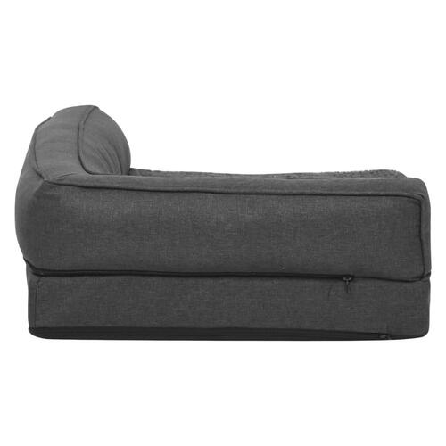 Ergonomisk hundeseng 60x42 cm hør-look fleece mørkegrå
