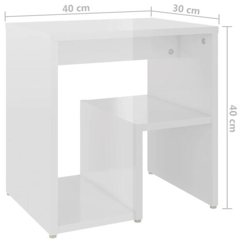 Sengeskab 40x30x40 cm konstrueret træ hvid højglans