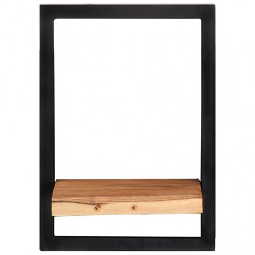 Væghylder 2 stk. 25x25x35 cm massivt akacietræ og stål