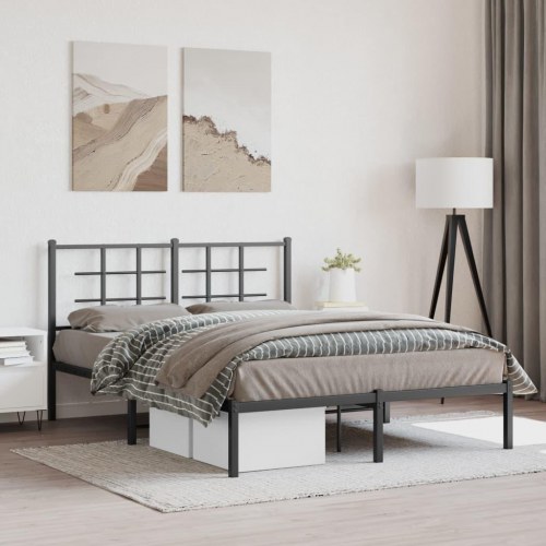 Sengeramme med sengegavl 135x190 cm metal sort