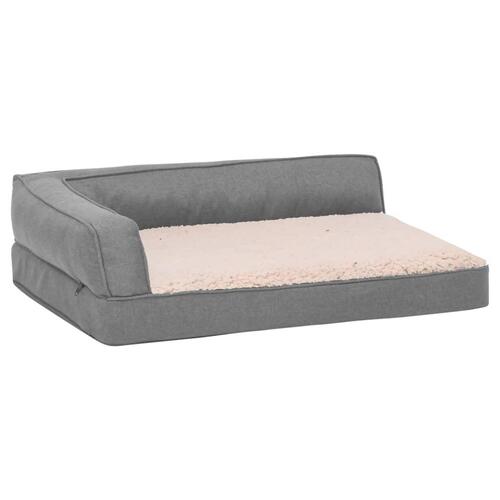 Ergonomisk hundeseng 90x64 cm hør-look fleece grå
