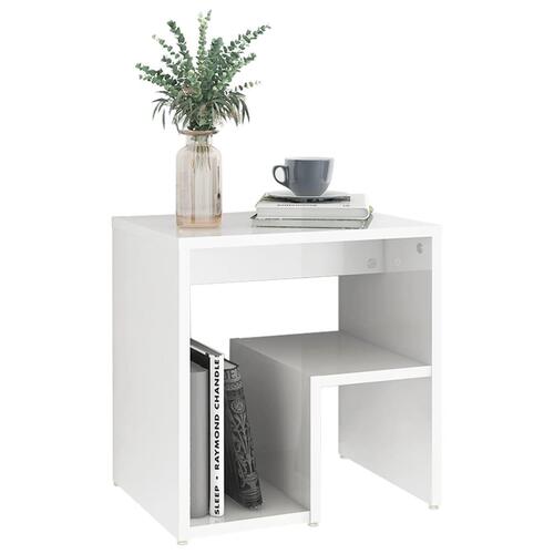 Sengeskabe 2 stk. 40x30x40 cm spånplade hvid højglans