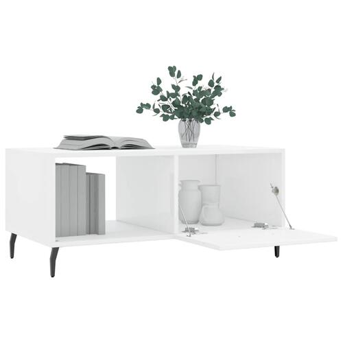 Sofabord 90x50x40 cm konstrueret træ hvid højglans