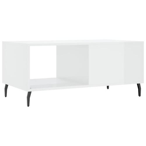 Sofabord 90x50x40 cm konstrueret træ hvid højglans