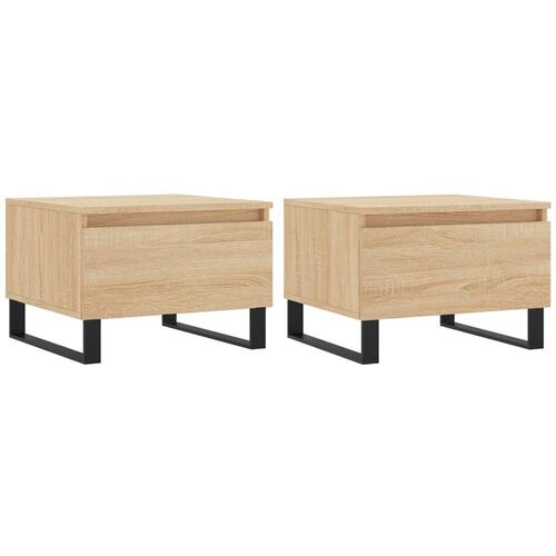 Sofaborde 2 stk. 50x46x35 cm konstrueret træ sonoma-eg