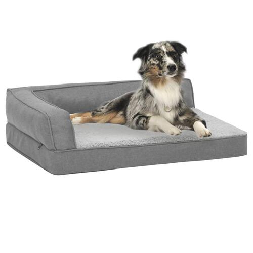 Ergonomisk hundeseng 60x42 cm hør-look fleece grå