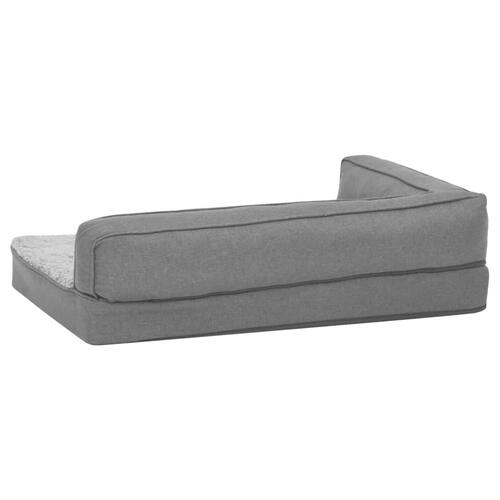 Ergonomisk hundeseng 60x42 cm hør-look fleece grå