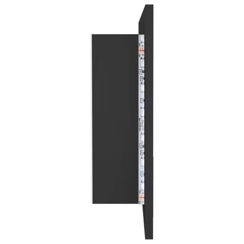 Badeværelsesskab m. spejl og LED-lys 90x12x45 cm akryl grå