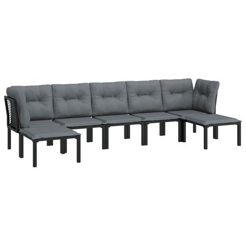 Loungesæt til haven 7 dele polyrattan sort og grå