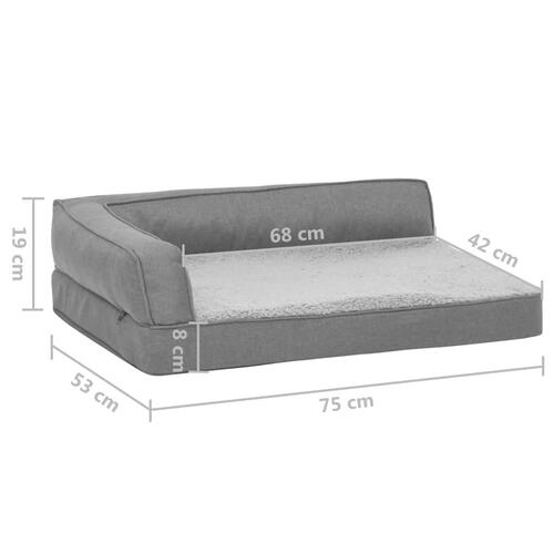 Ergonomisk hundeseng 75x53 cm hør-look fleece grå