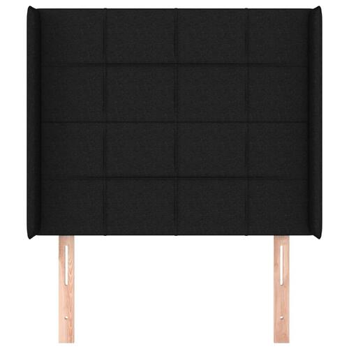 Sengegavl med kanter 103x16x118/128 cm stof sort
