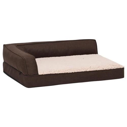 Ergonomisk hundeseng 60x42 cm hør-look fleece brun