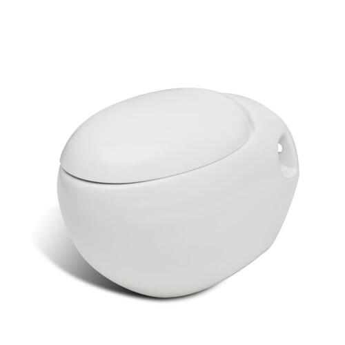Væghængt toilet unikt ægdesign hvid