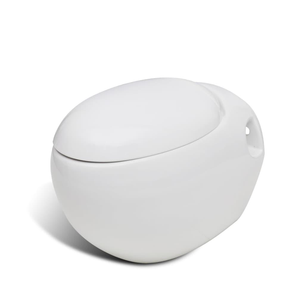 Væghængt toilet unikt ægdesign hvid