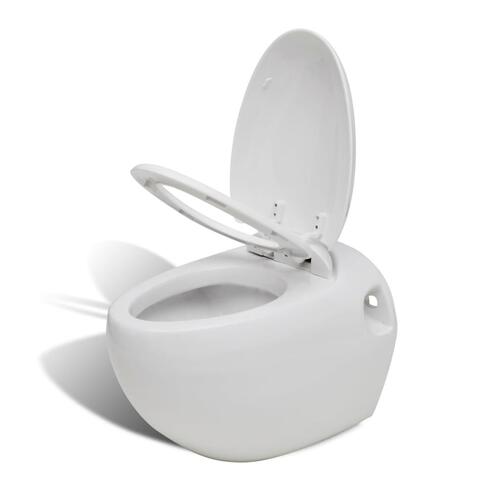Væghængt toilet unikt ægdesign hvid