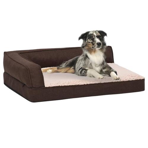 Ergonomisk hundeseng 75x53 cm hør-look fleece brun