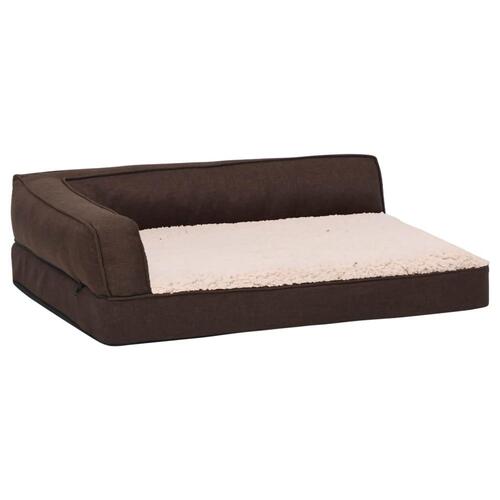 Ergonomisk hundeseng 75x53 cm hør-look fleece brun