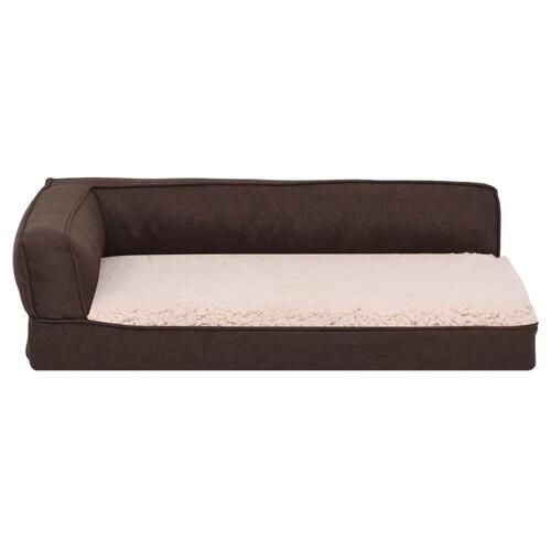 Ergonomisk hundeseng 75x53 cm hør-look fleece brun