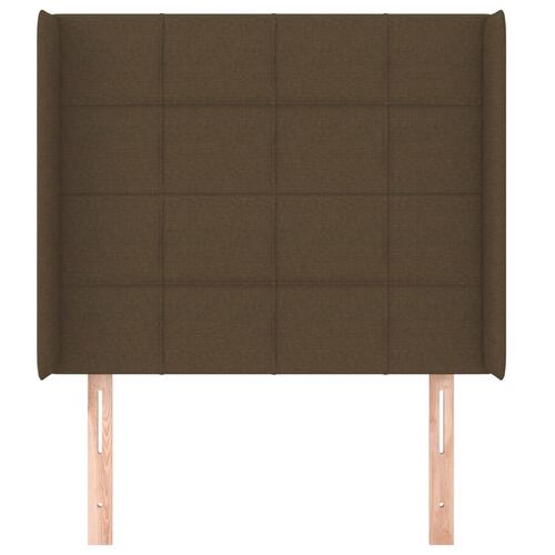 Sengegavl med kanter 103x16x118/128 cm stof mørkebrun