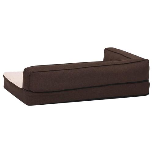 Ergonomisk hundeseng 75x53 cm hør-look fleece brun