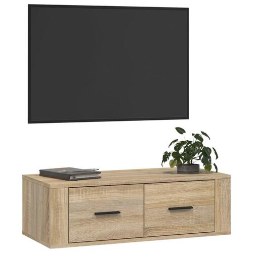 Væghængt tv-bord 80x36x25 cm konstrueret træ sonoma-eg
