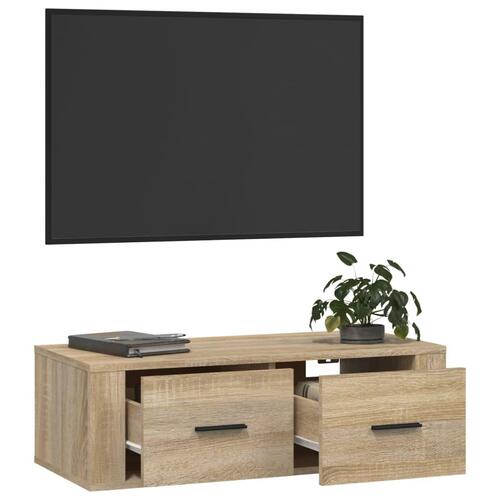 Væghængt tv-bord 80x36x25 cm konstrueret træ sonoma-eg