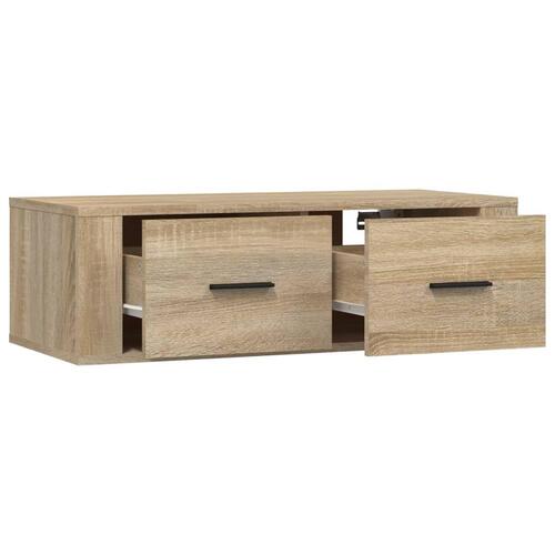 Væghængt tv-bord 80x36x25 cm konstrueret træ sonoma-eg