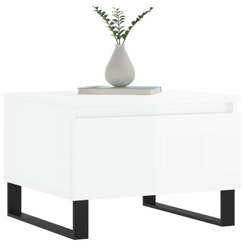 Sofaborde 2 stk. 50x46x35 cm konstrueret træ hvid højglans