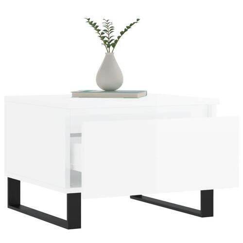 Sofaborde 2 stk. 50x46x35 cm konstrueret træ hvid højglans