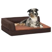 Ergonomisk hundeseng 60x42 cm hør-look fleece brun