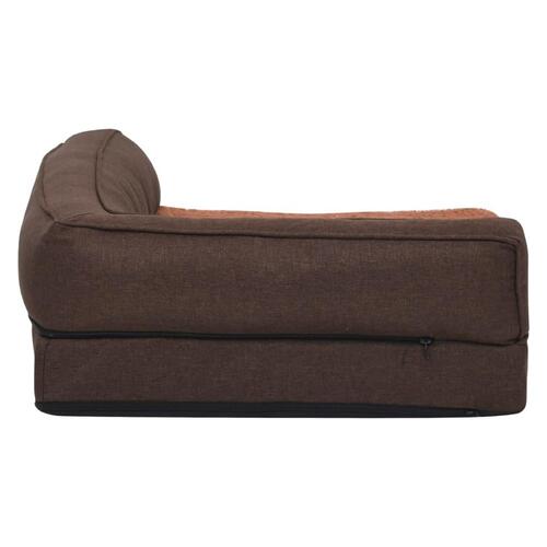 Ergonomisk hundeseng 60x42 cm hør-look fleece brun